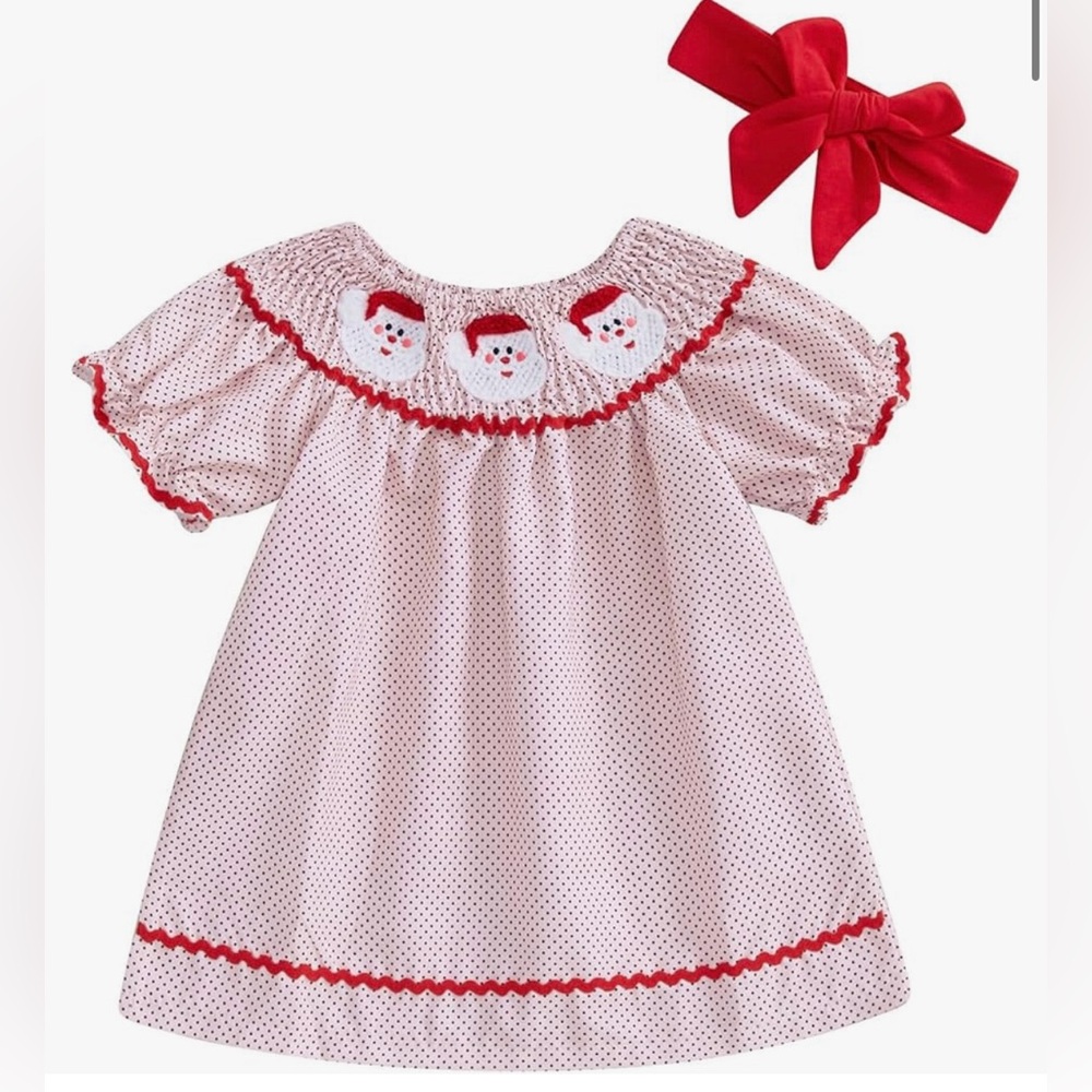 Baby Smocked Santa Christmas Dress